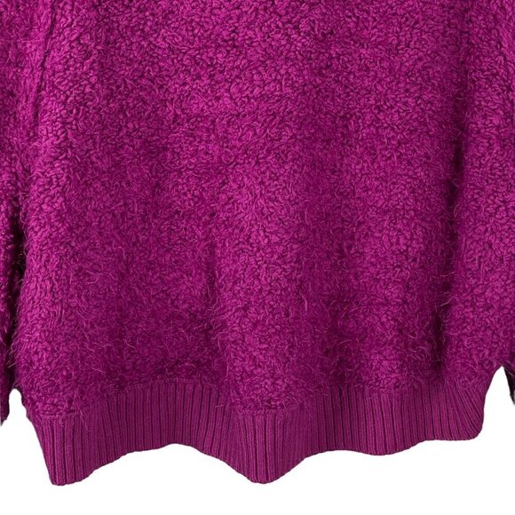 Free People Furry Time Hooded Jacket XS Cozy Sherpa Teddy Coat Zip Up Hot Pink - Picture 8 of 11